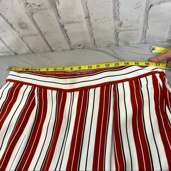 Loft Striped Wide Leg Trousers Red Wine White NWT - Picture 4 of 8